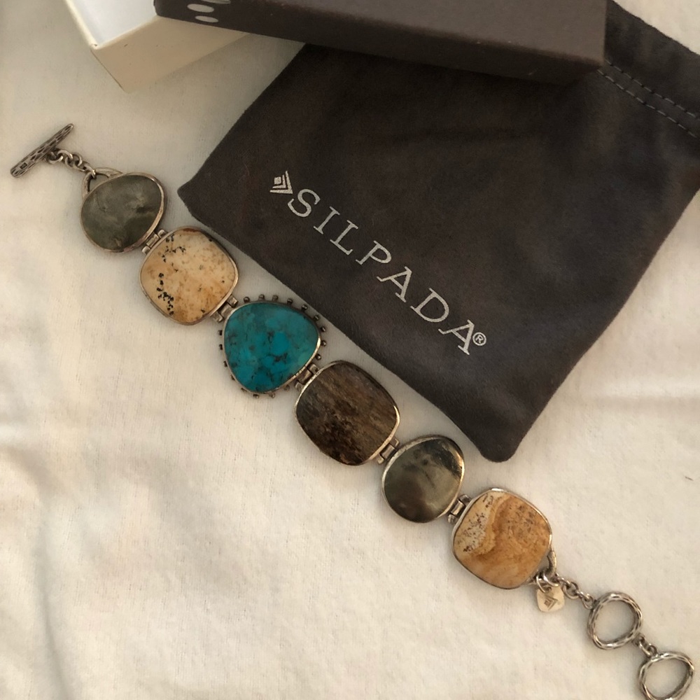 Silpada Multi-Stone & Sterling Bracelet, retired
